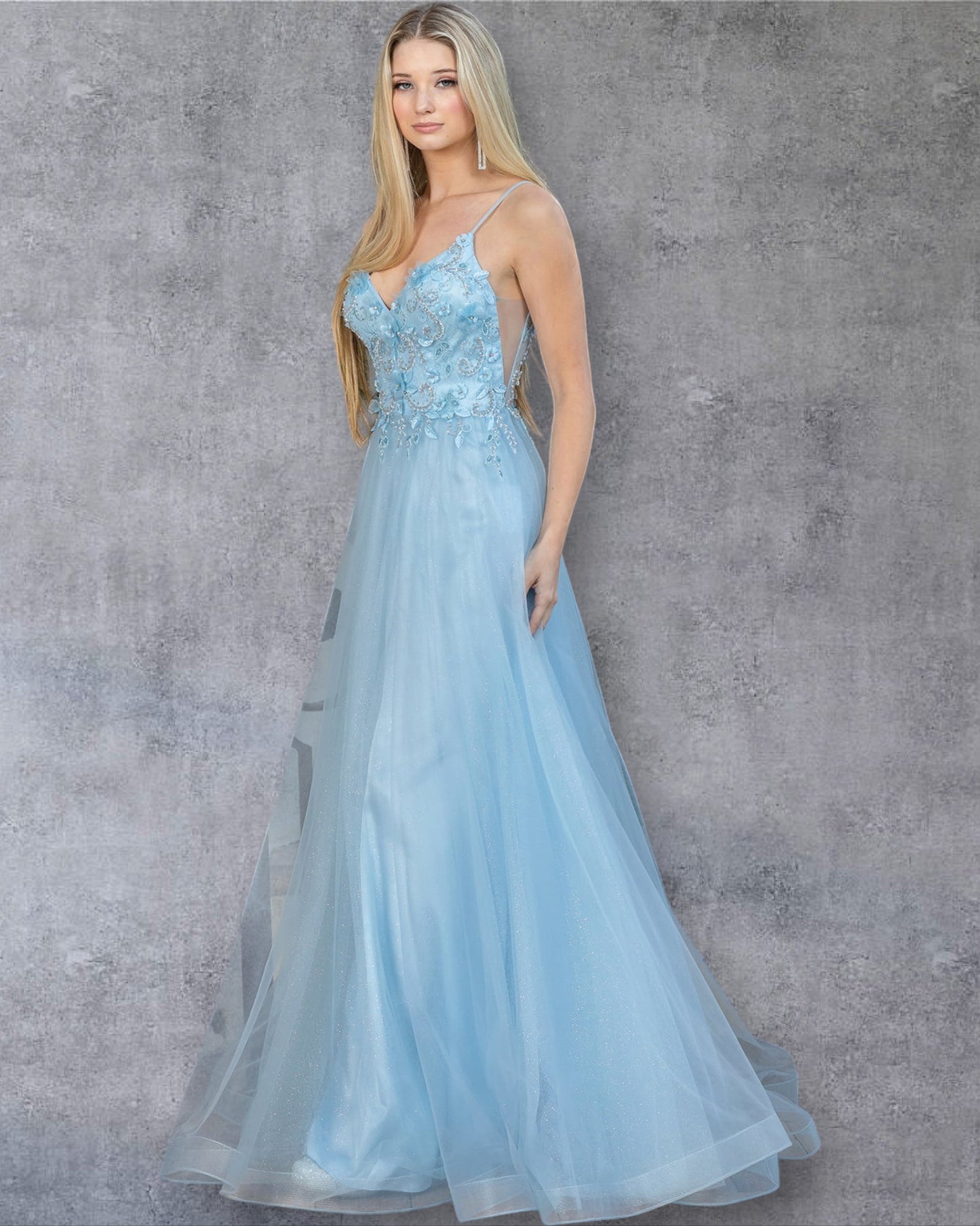 Vestido Corte A con Corpiño Bordado y Falda de Tul