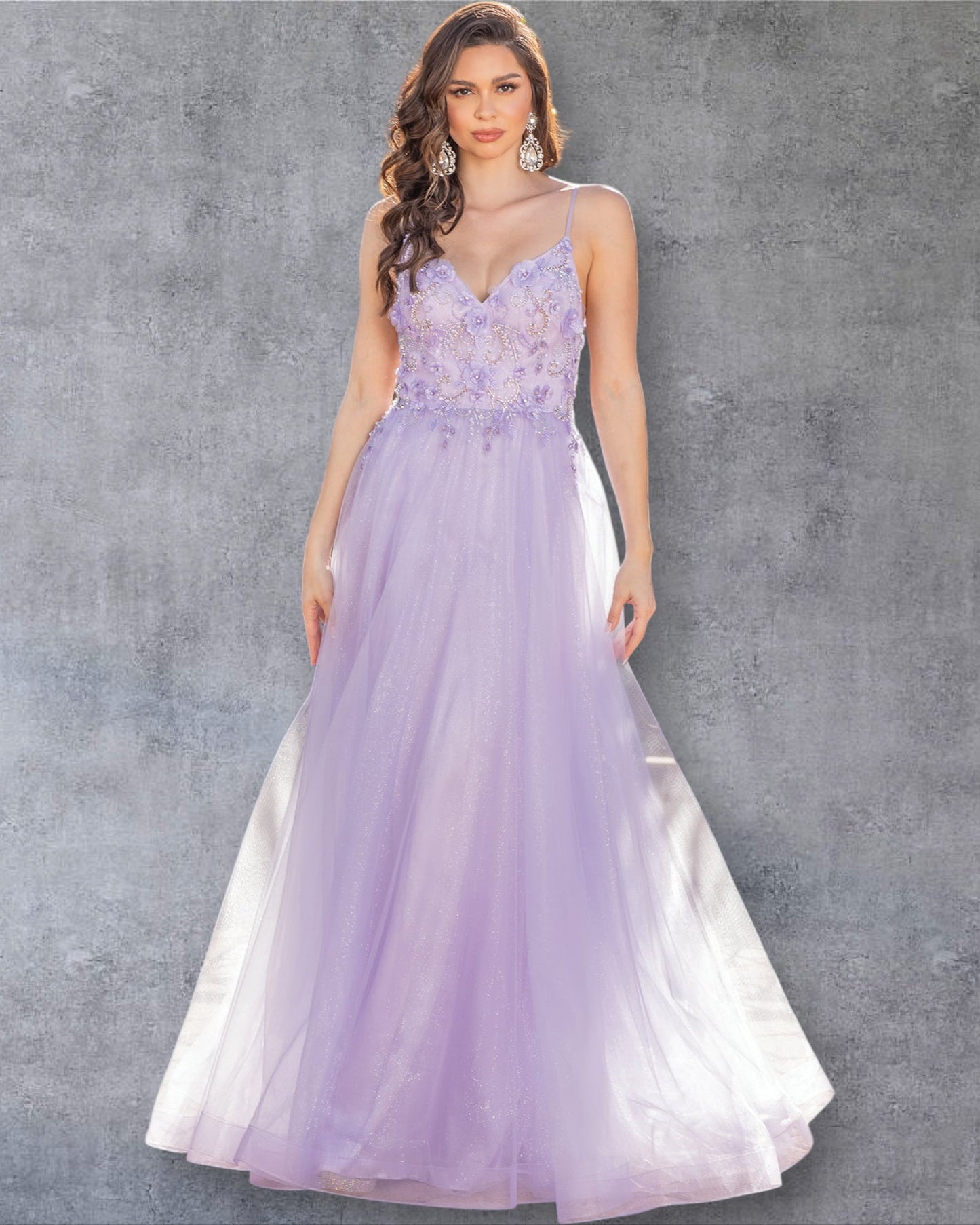 Vestido Corte A con Corpiño Bordado y Falda de Tul