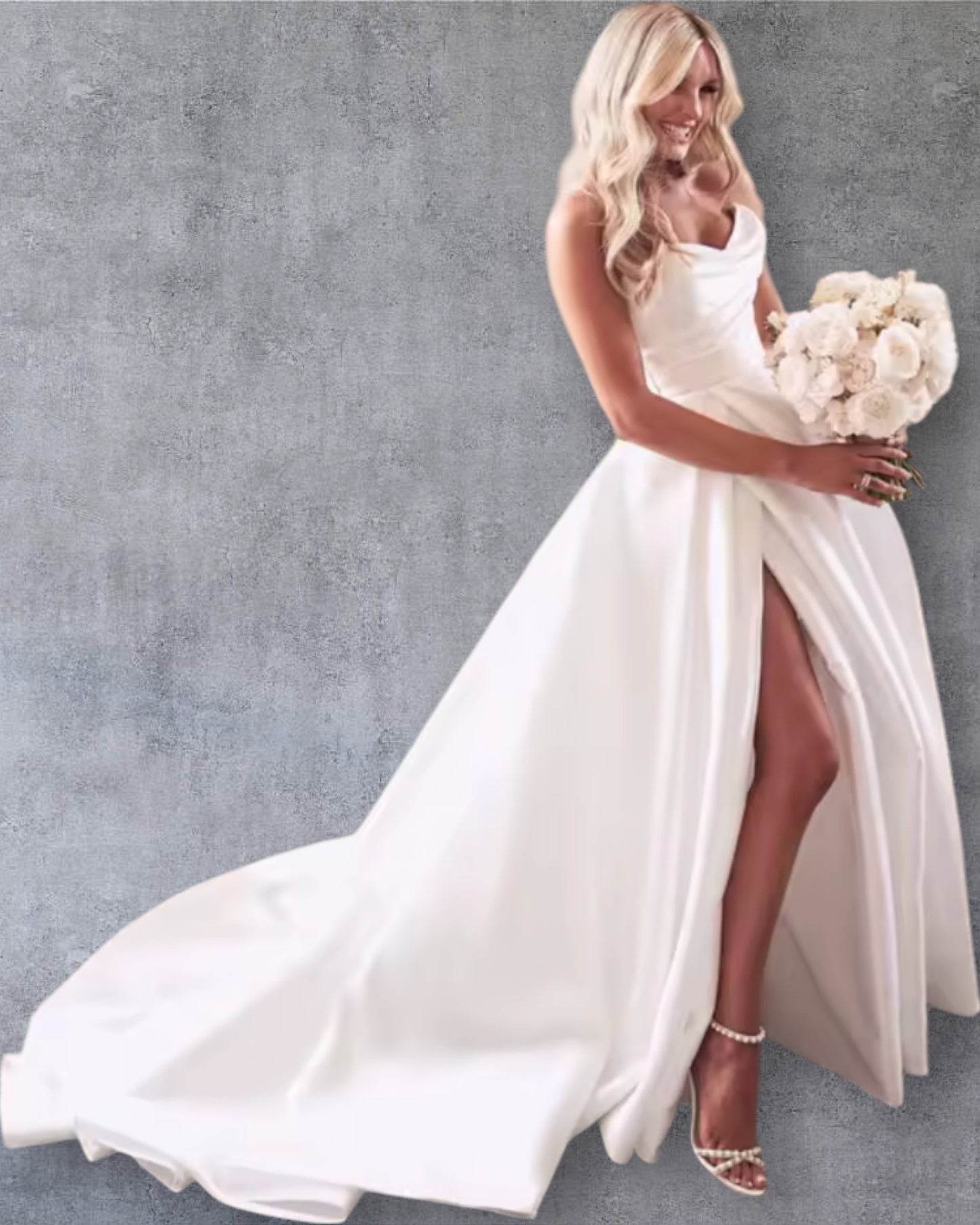 Vestido de Novia Elegancia Moderna con Escote Draped y Abertura en Pierna