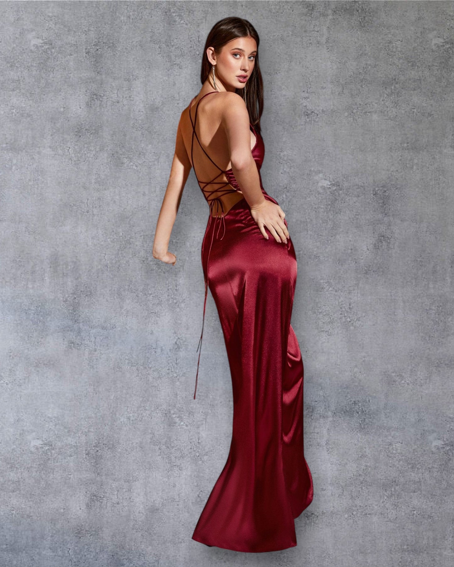 Vestido De Satén Ajustado Con Nudo