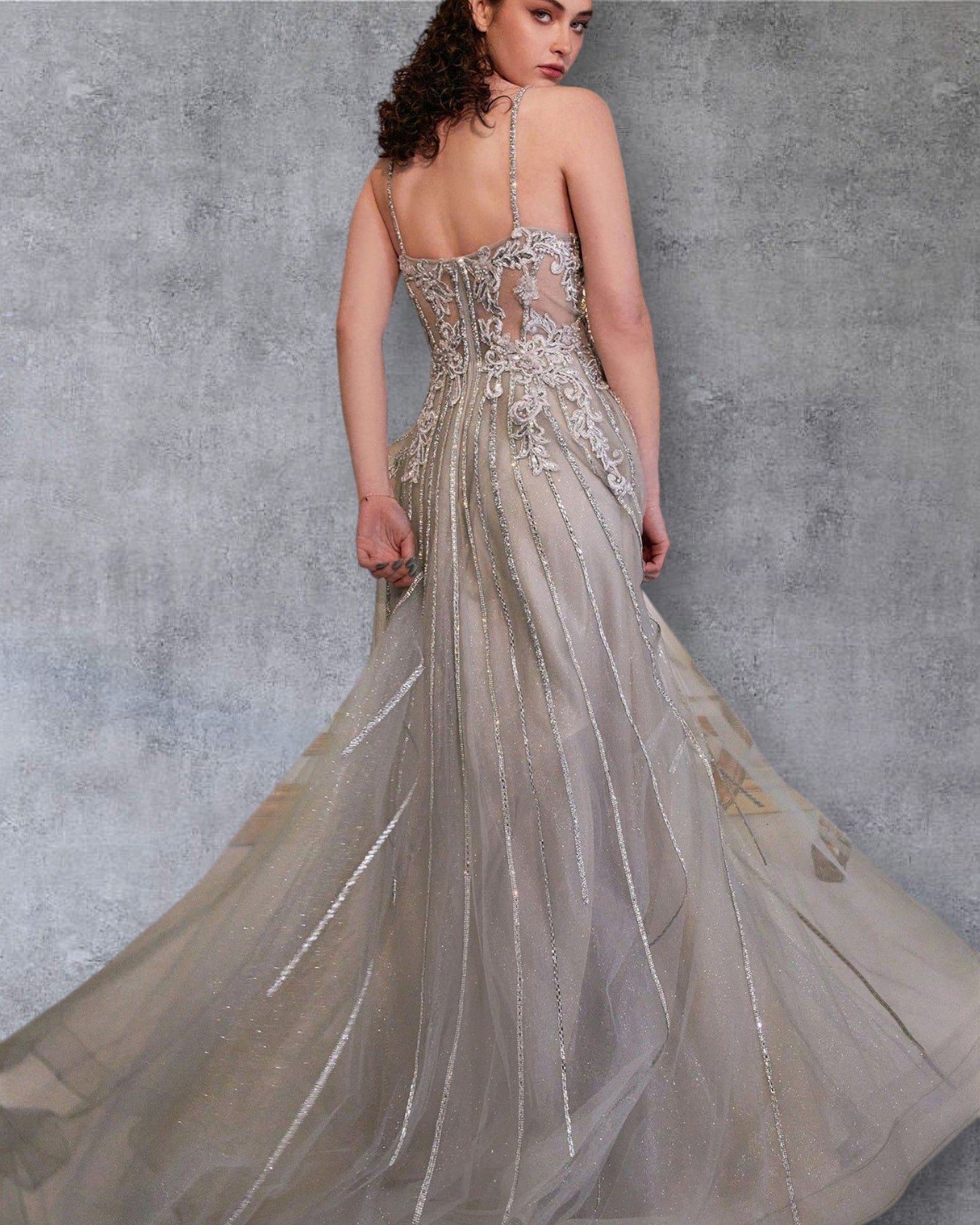 Vestido Quinceañera Elegante con Transparencias y Brillos