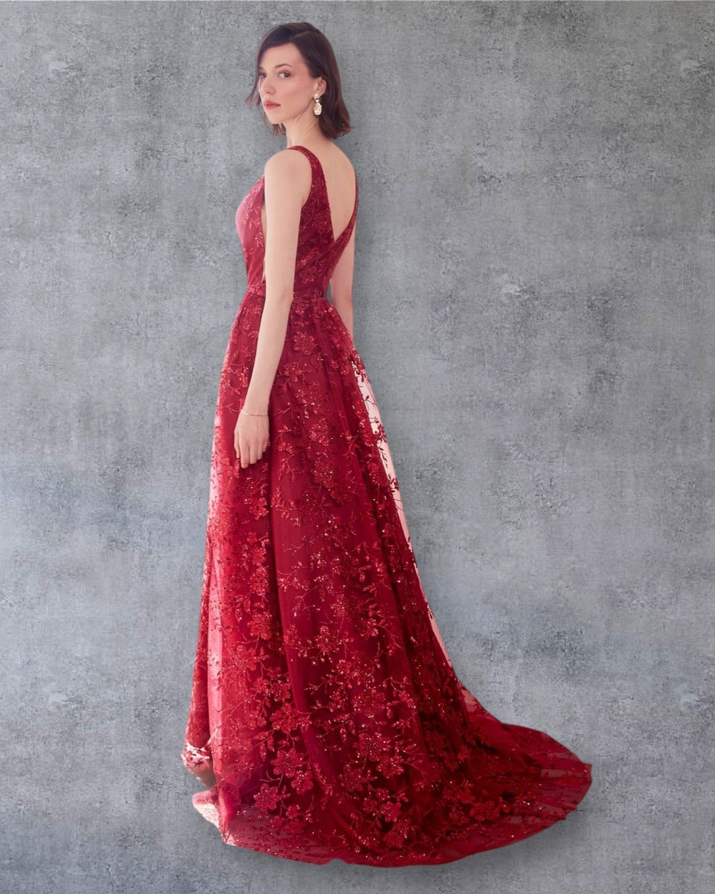 Vestido Elegante Corte A Bordado Floral