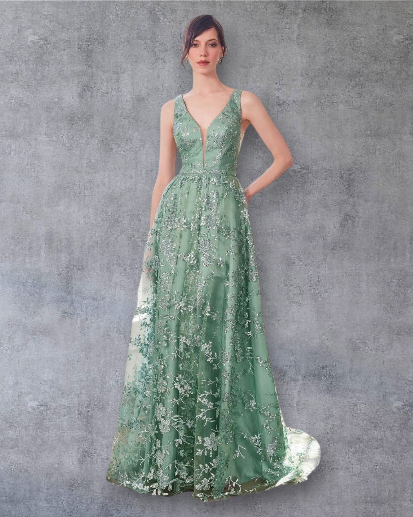 Vestido Elegante Corte A Bordado Floral